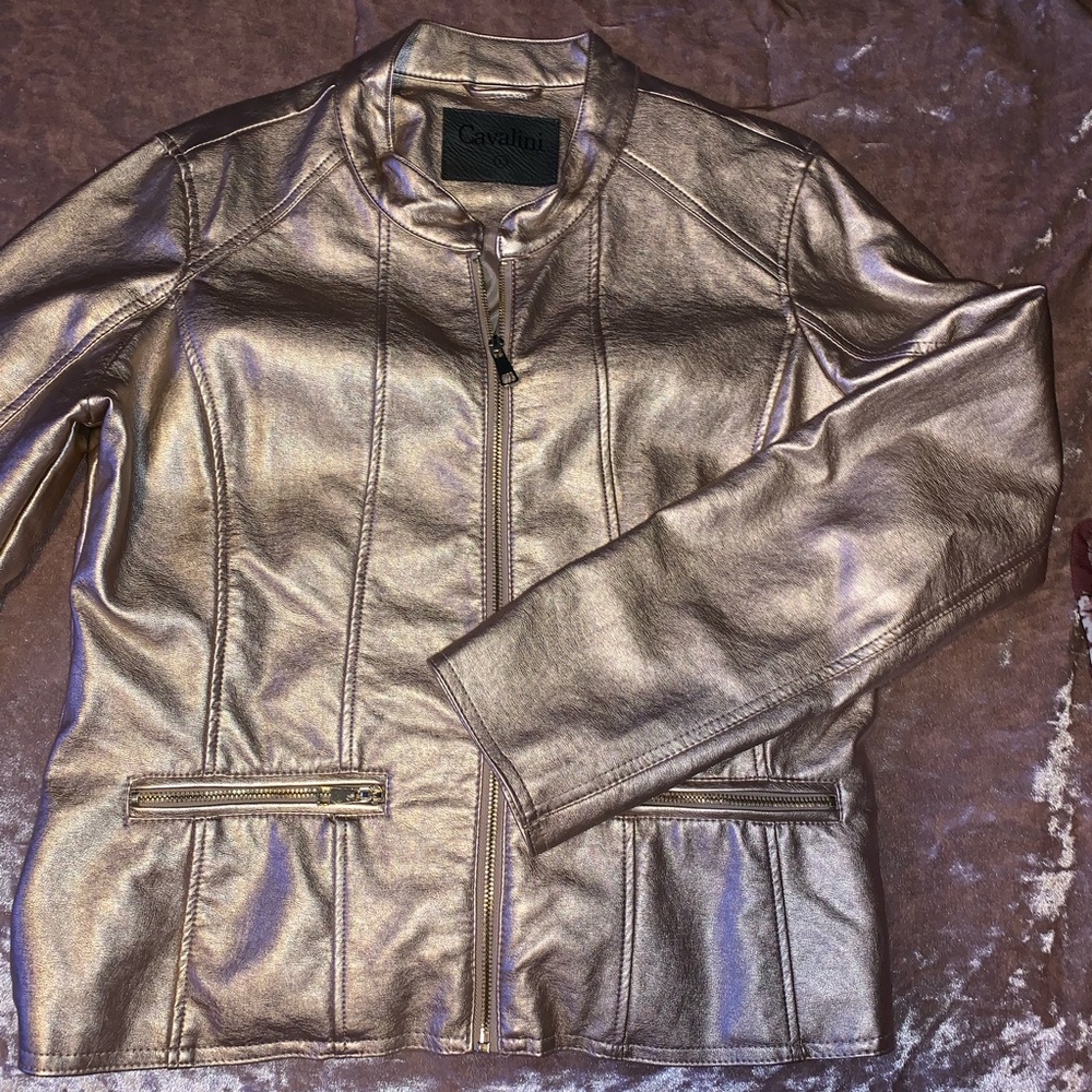 Champagne Faux Leather Jacket